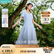 茵曼（INMAN）章若楠同款歐若風(fēng)法式吊帶連衣裙2025夏季新品女裝淡鵝黃色裙子 粉藍色-W18528313 L