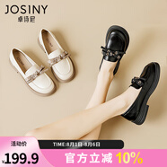 卓詩尼樂福鞋女2025春秋新款英倫風(fēng)女鞋子蝴蝶結(jié)小皮鞋女粗跟一腳蹬單鞋 黑色（跟高3CM） 36