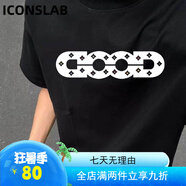 ICONS Lab300g重磅百搭休閑復(fù)古字母印花男純棉短袖寬松T恤上衣 DOOD-黑色【重磅300g】 S 【建議70-90斤】