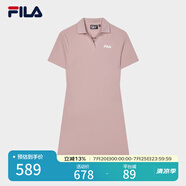 FILA 斐樂(lè)官方女子針織連衣裙時(shí)尚修身POLO領(lǐng)短袖裙子 瓊脂粉-PK XL (175) 92A