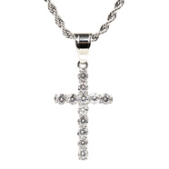 silver ice out cross necklace純銀滿鉆十字架項(xiàng)煉男女鎖骨煉ins 平頭款配60cm麻花煉 鈦鋼款