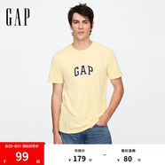 Gap男女裝2025春季新款純棉字母logo短袖T恤常規(guī)上衣美版570044 黃色 XL 美碼 2XL亞洲碼185/108A