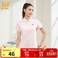 361度運動翻領t恤2025年春夏季新款休閑透氣短袖情侶POLO衫 【女款】千禧粉 XS