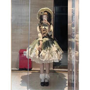 歐維沃綠色田園風(fēng)ita裙馬甲襯衫裙子套裝洛麗塔裙公主可愛優(yōu)雅甜美 馬甲+襯衫+短裙 S