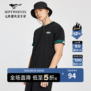 七匹狼（SEPTWOLVES）【易打理】短袖T恤男裝夏季純棉透氣休閑舒適上衣 001(黑色) L 175/96A