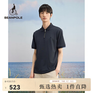 beanpole濱波春夏新款男士白色休閑半拉鏈POLO領(lǐng)T恤 藏青色 XL 185/100A