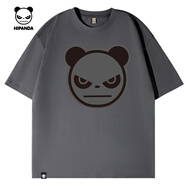 HI PANDA你好熊貓短袖T恤男夏季舒適透氣美式休閑純棉內搭男生運動(dòng)體恤衫 【100%純棉】-深灰#JDP熊貓灰 2XL
