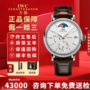【二手99新】萬(wàn)國(guó)（IWC）柏濤菲諾系列腕表 自動(dòng)機(jī)械鐘表月相計(jì)時(shí)大盤二手瑞表紅60經(jīng)典正裝男士手表 45mm 白盤銀針動(dòng)儲(chǔ)月相IW516401