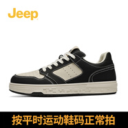 JEEP吉普板鞋男鞋2025新款春秋潮流百搭網(wǎng)紅平底運(yùn)動(dòng)休閑鞋男 米黑 單層 39