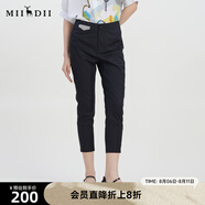 謎底修身鉛筆褲九分褲夏新款簡(jiǎn)約百搭緊身小腳褲女232MK0655 黑色 S