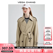 VEGA CHANG【現(xiàn)貨】風(fēng)衣女中長款2025秋季知識分子大衣小個子英倫風(fēng)外套 摩卡棕 S
