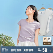 森馬（Semir）短袖t恤女短款緊身夏季圓領(lǐng)正肩上衣V領(lǐng)收腰套頭衫109324100003