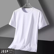 JEEP SPIRIT冰絲短袖t恤男士夏季薄款莫代爾半袖體恤男裝打底衫尾貨 1件-短袖【純白】 M 【建議80-100斤】