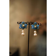 桐汝壁漢服耳飾復古國風(fēng)仿點(diǎn)翠牡丹花葫蘆仿珍珠中式花絲鑲嵌耳環(huán) 葫蘆仿珍珠耳釘一對