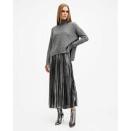 AllSaints女裝光澤連衣裙SPARK DRESS百褶長(cháng)袖連衣裙聚會(huì )日常通勤 灰色 均碼 |L