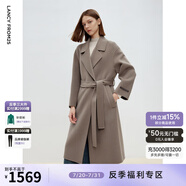 朗姿率性廓形氣質感雙面呢大衣時尚百搭冬季新款毛呢外套 鴿羽灰色 L