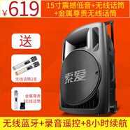 索愛(ài)（soaiy）T19戶(hù)外12/15寸大功率廣場(chǎng)舞音響移動(dòng)便攜式藍牙拉桿音箱家用手提重低音炮音量帶無(wú)線(xiàn)話(huà)筒室外唱K 15寸震撼低音+2支無(wú)線(xiàn)話(huà)筒+金屬無(wú)線(xiàn)話(huà)筒