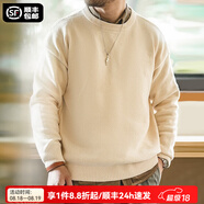 馬登工裝 雪尼爾圓領(lǐng)毛衣保暖親膚打底針織衫男秋季休閑慵懶上衣 米白色 2XL （170-185斤）