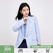 秋水伊人通勤小西裝女春新款修身一粒扣百搭直身修身西服顯瘦外套女 藍(lán)色 M
