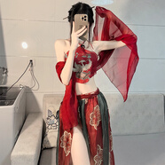 依儷烏嫵媚戰袍套裝睡裙國潮古風(fēng)敦煌飛天鳳女cosplay女裝制服性感漢服 飛天鳳女【披帛+肚兜+紗裙+T褲】 均碼 80-120 保密發(fā)貨