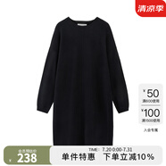 Marc O'Polo /MOP 春季新款厚毛織寬松中長(zhǎng)款純棉針織連衣裙女 黑色990 36