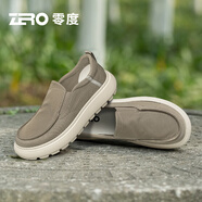 零度尚品男鞋休閑鞋男夏季新款透氣輕便厚底帆布鞋戶外潮流一腳蹬防滑板鞋 卡其 【套腳款】標(biāo)準(zhǔn)皮鞋碼 41