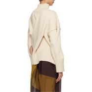 三宅一生（ISSEY MIYAKE）女士套頭衫高領(lǐng)鏤空裝飾縫線落肩羅紋針織顯瘦毛衣 裸色 均碼 |2