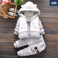 幼兒衣服0到一歲冬季男孩女寶寶0—1歲半男嬰兒3秋冬裝4加絨衣服5小孩7冬季8套裝6-12個(gè)月9 米奇灰色 三件套 加絨加厚 110cm約3-4歲