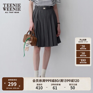 Teenie Weenie小熊女裝春夏休閑時(shí)尚高腰百褶半身裙可拆卸腰帶短裙 深灰色 L (170)
