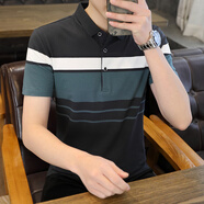 VACK夏天商務(wù)短袖t恤男潮流POLO衣服男夏季冰絲涼感t恤男裝翻領(lǐng)半袖男 2321中灰 M (80-110斤)