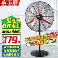 志高（CHIGO）工業(yè)風(fēng)扇落地扇大風(fēng)力強(qiáng)力牛角扇大功率商用吹除甲醛工廠車間立式搖頭落地風(fēng)扇 500mm(鋁鎂葉)銅線 升級(jí)一鍵搖頭