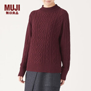 無印良品 MUJI 女式 阿蘭圖案 高領(lǐng)毛衣 長(zhǎng)袖針織衫女款冬季W(wǎng)9AA874 深紫紅色 L (165/88A)