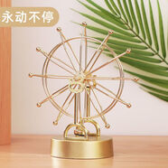 時(shí)鳥創(chuàng)意摩天輪永動(dòng)機(jī)家居客廳裝飾品擺件朋友生日禮物旋轉(zhuǎn)牛頓擺禮品 金屬摩天輪插電電池兩用 原彩盒