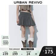 UR秋季新款女格雷系少女感花邊超寬松短款半裙UYL540007 深灰 S(XS-S)