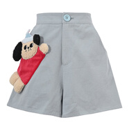 森女部落童趣減齡立體小狗設計感原創(chuàng  )寬松夏季五分袖上衣T恤女 褲子（單件） S