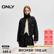 ONLY春夏復(fù)古帥氣毛絨拼接領(lǐng)口保暖牛仔外套女|124354012 J09 深牛仔灰色 常規(guī) L (170) 88A