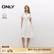 ONLY2025夏季新款遮肉連肩飛袖性感V領(lǐng)鏤空連衣裙女|125207007 A43奶油白色 L