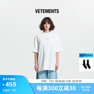 VETEMENTS正品重磅彩色漸變純棉100%男女士高檔端輕奢短袖t恤夏季寬松半袖 乳白 XL