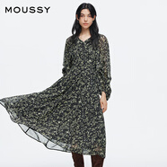 moussy 【劉亦菲同款】南法度假風(fēng)碎花浪漫優(yōu)雅連衣裙028ISX33-3711 020黑色 S
