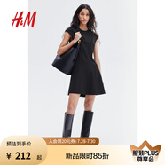 H&M女裝背心吊帶連衣裙2025夏季新款寬松喇叭裙擺斜紋布裙1272238 黑色 XXS 155/76