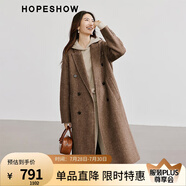 紅袖氣質(zhì)綿羊毛呢外套冬季2024新款女裝H型槍駁領(lǐng)復(fù)古顯瘦雙面呢大衣 拉格比褐033 M