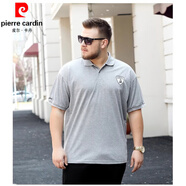 皮爾卡丹（pierre cardin）胖子特大碼翻領(lǐng)短袖T恤男士純棉加肥加大爸爸商務(wù)肥佬寬松polo衫 灰色1807 L