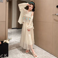 依儷烏初中生連衣裙14-16歲今年新款女童連衣裙子套裝夏裝大童女孩 三件套 110