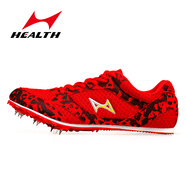 海爾斯（HEALTH）田徑釘鞋短跑跳遠(yuǎn)比賽釘子鞋女中考體育學(xué)生跑步鞋男 8859-紅黑(七釘力量爆發(fā)半掌硬底 38