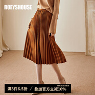ROEYSHOUSE羅衣優(yōu)雅大擺純色半身裙秋裝氣質(zhì)淺咖色中長(zhǎng)百褶裙00775 淺咖色 M