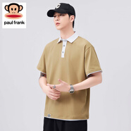 大嘴猴（paul frank）日系休閑短袖POLO衫男2025年夏季薄款寬松翻領(lǐng)百搭潮流款T恤上衣 卡其色 【官方正品】 L 【建議115-125斤】