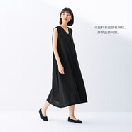 無(wú)印良品（MUJI）女式 棉 漢麻 無(wú)袖連衣裙女裝裙子夏季 連身裙長(cháng)裙 BCD91C5S 黑色 M （160/84A）