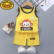G.DUCKKIDS嬰兒夏季套裝男寶寶運(yùn)動(dòng)無袖夏裝兒童純棉背心衣服男女童短褲薄款 B02小猴子 90 cm 建議體重23斤內(nèi)