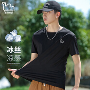 東方駱駝（EASTERN CAMEL）冰絲短袖T恤男夏季薄款透氣冰感速干戶外運(yùn)動半袖上衣 黑色 2XL 