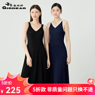 哥弟真的好（GIRDEAR）女裝拼色前后V領(lǐng)吊帶針織連衣裙A500123 A500255 純黑 M (3碼)